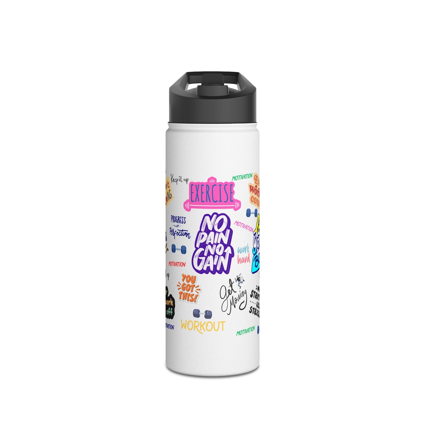 Motivational Water Bottle for Fitness Enthusiasts, Exercise Quotes, Gym Gear, Hydration, Workout Accessory