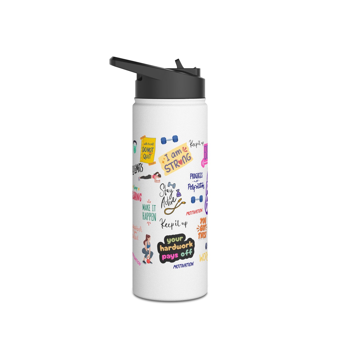 Motivational Water Bottle for Fitness Enthusiasts, Exercise Quotes, Gym Gear, Hydration, Workout Accessory