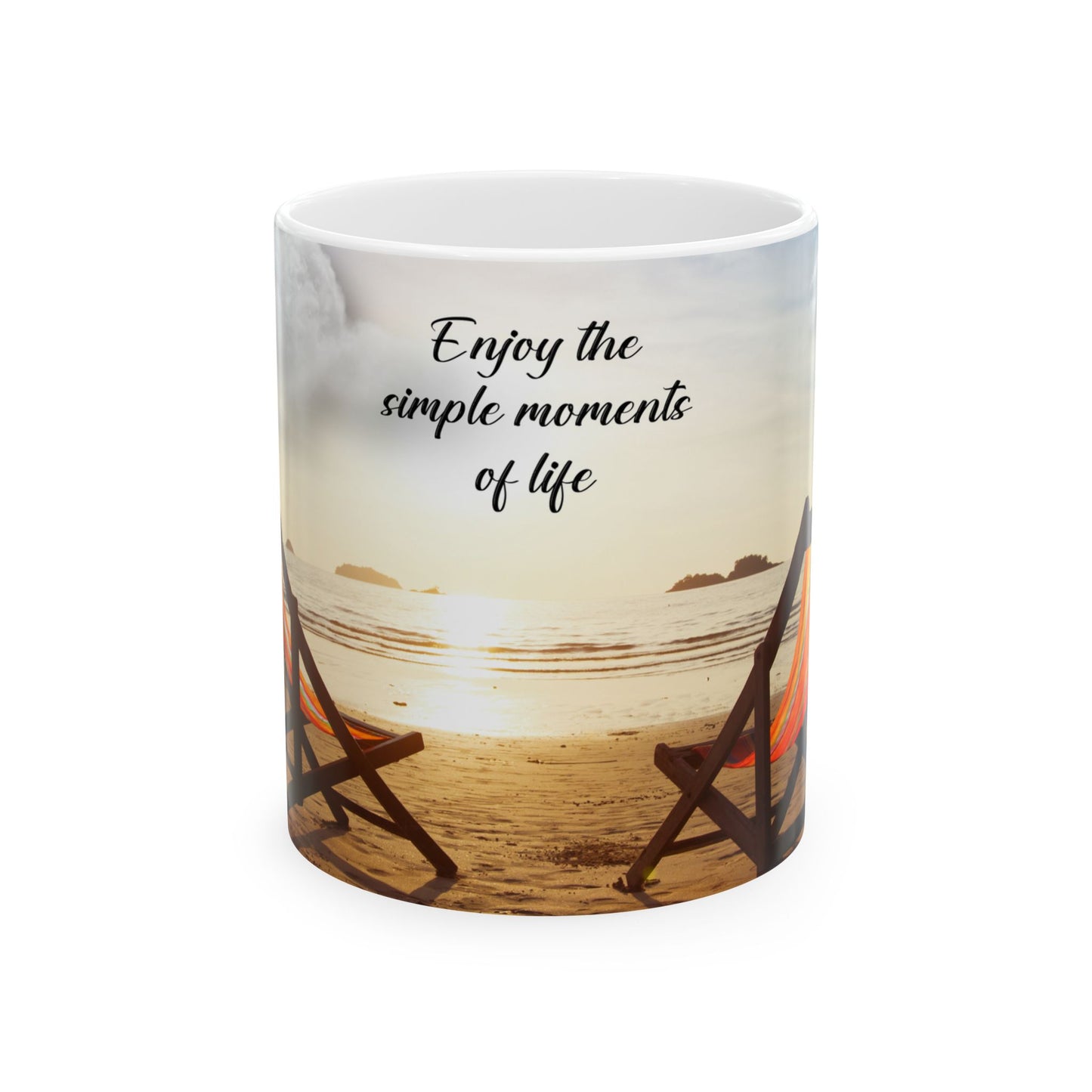 Beach Sunset Ceramic Mug - Enjoy the Simple Moments of Life, Coffee Cup for Relaxation, Perfect Gift for Friends, Summer Decor, [...]