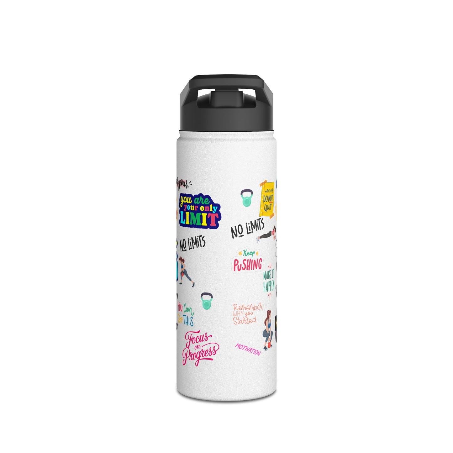 Motivational Water Bottle for Fitness Enthusiasts, Exercise Quotes, Gym Gear, Hydration, Workout Accessory
