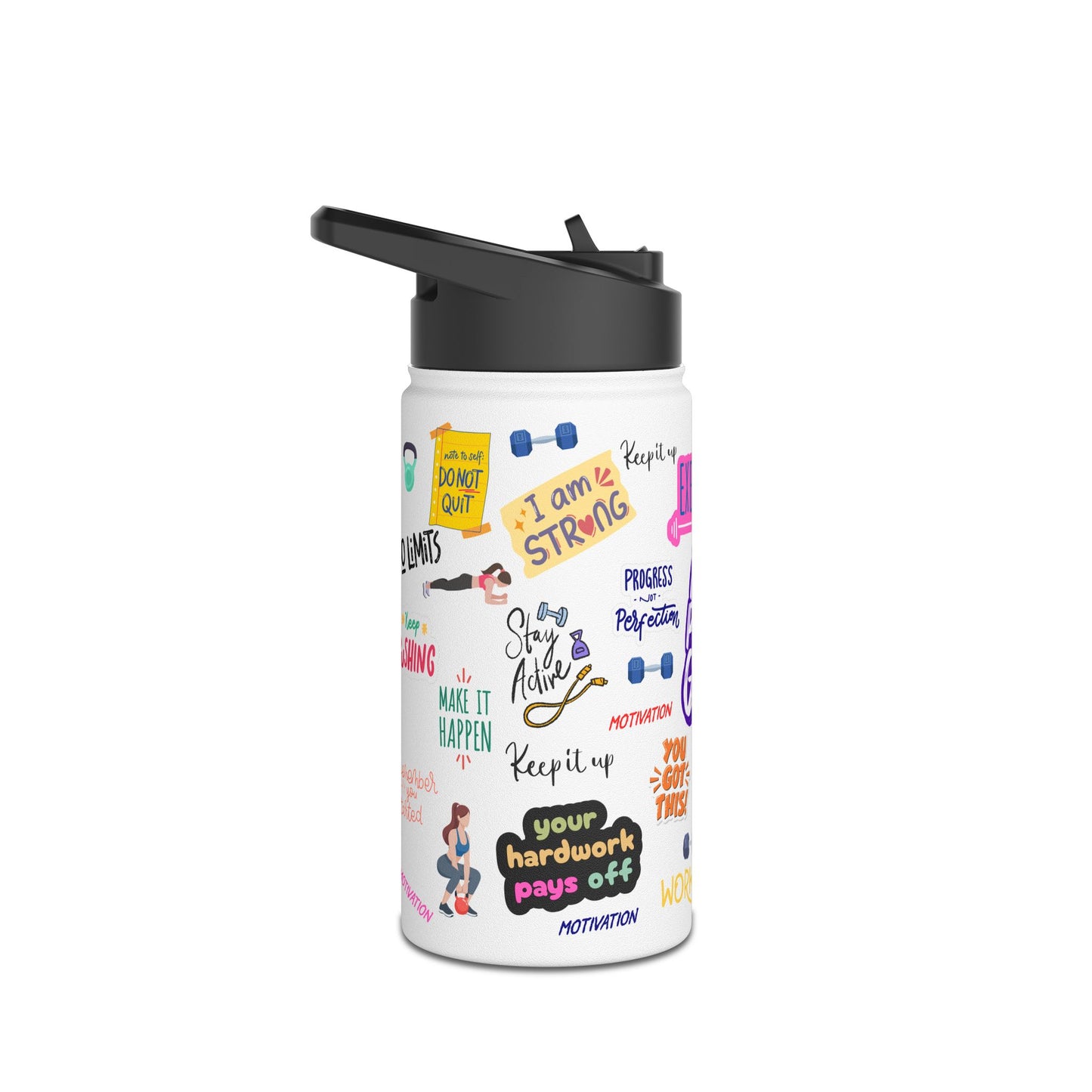 Motivational Water Bottle for Fitness Enthusiasts, Exercise Quotes, Gym Gear, Hydration, Workout Accessory