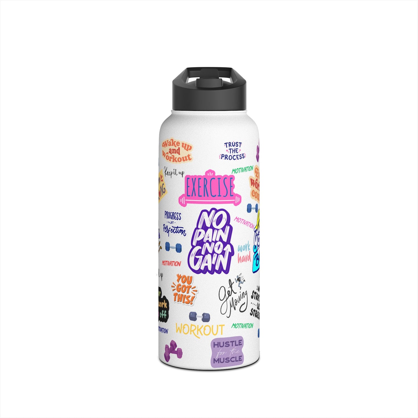 Motivational Water Bottle for Fitness Enthusiasts, Exercise Quotes, Gym Gear, Hydration, Workout Accessory