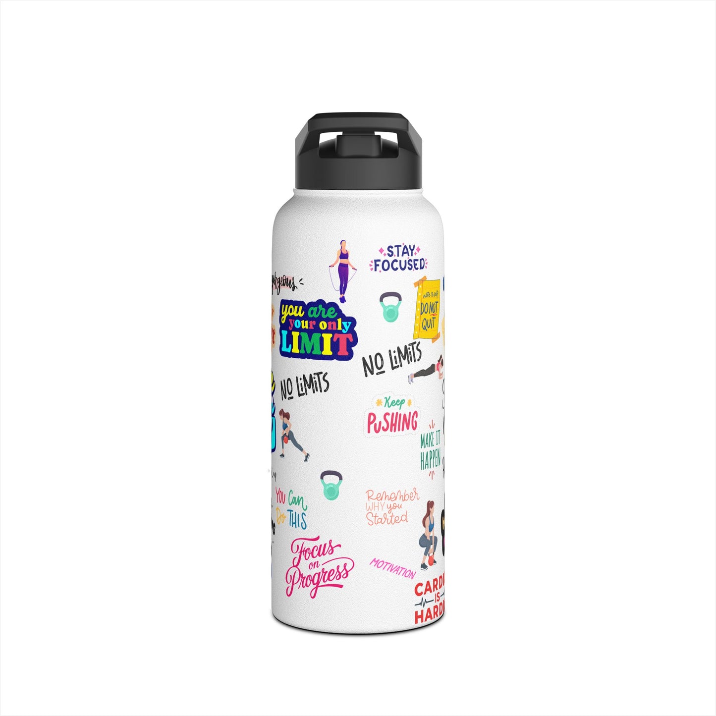 Motivational Water Bottle for Fitness Enthusiasts, Exercise Quotes, Gym Gear, Hydration, Workout Accessory